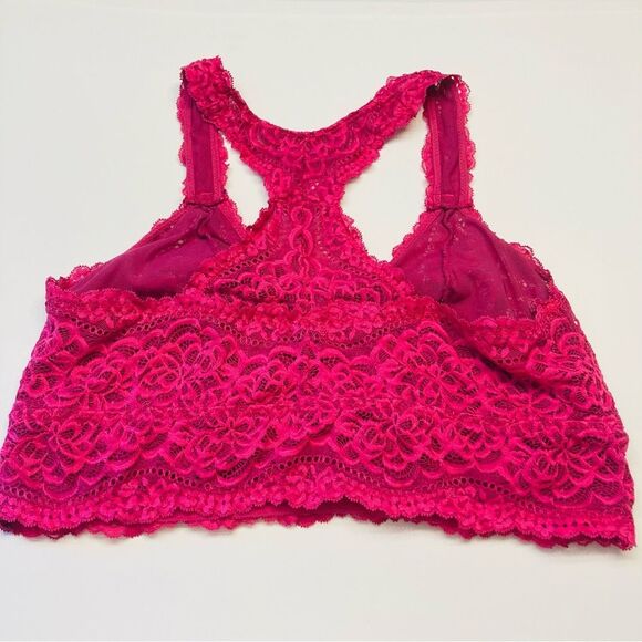 Torrid Curve Lace Lounge Longline Unlined Wireless Bralette Size 2 Pink Purple - Picture 3 of 5